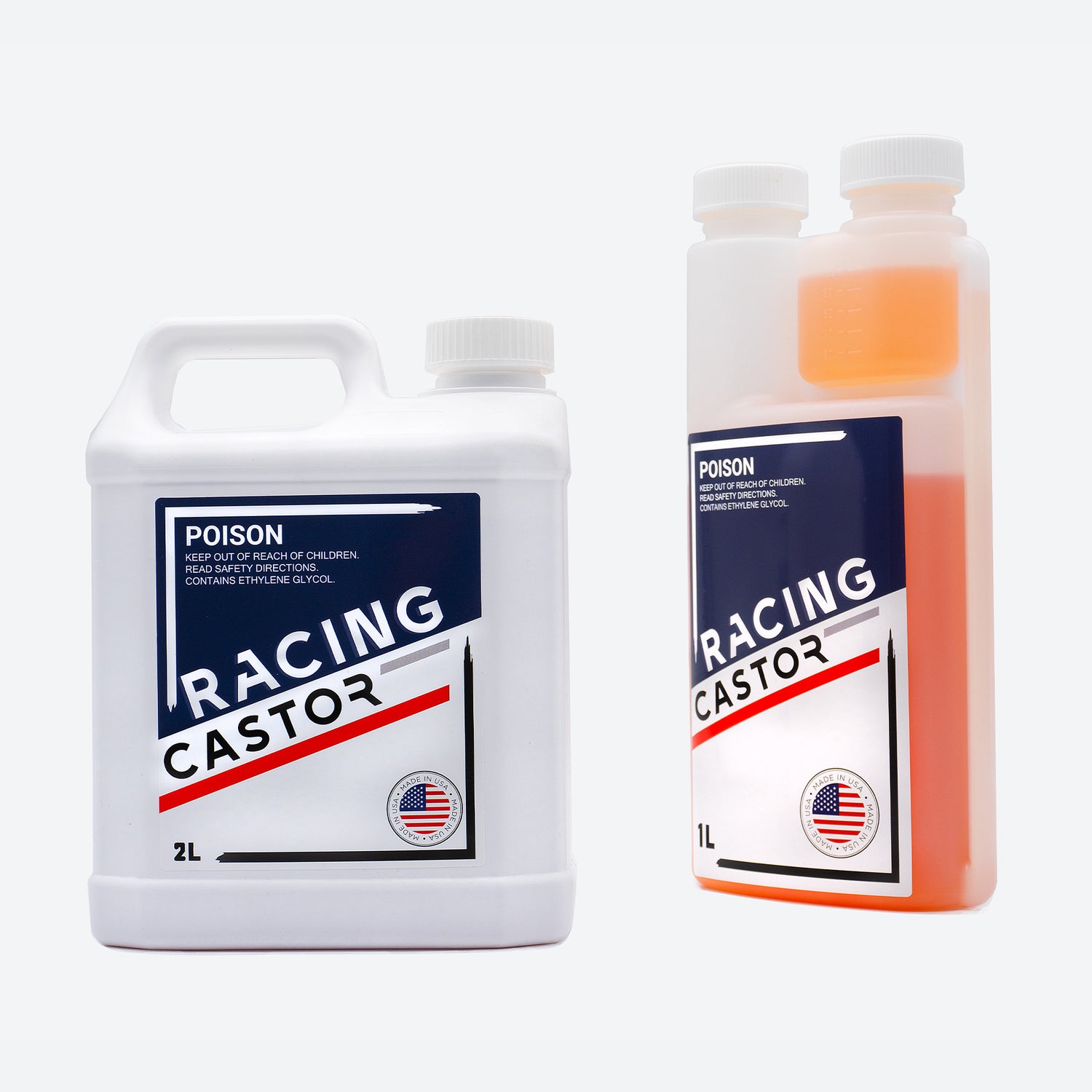 Racing Castor 1 litre and 2 litre bottles